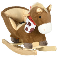 HOMCOM baby rocking horse 18-36 months with sounds 60x33x50 cm coffee