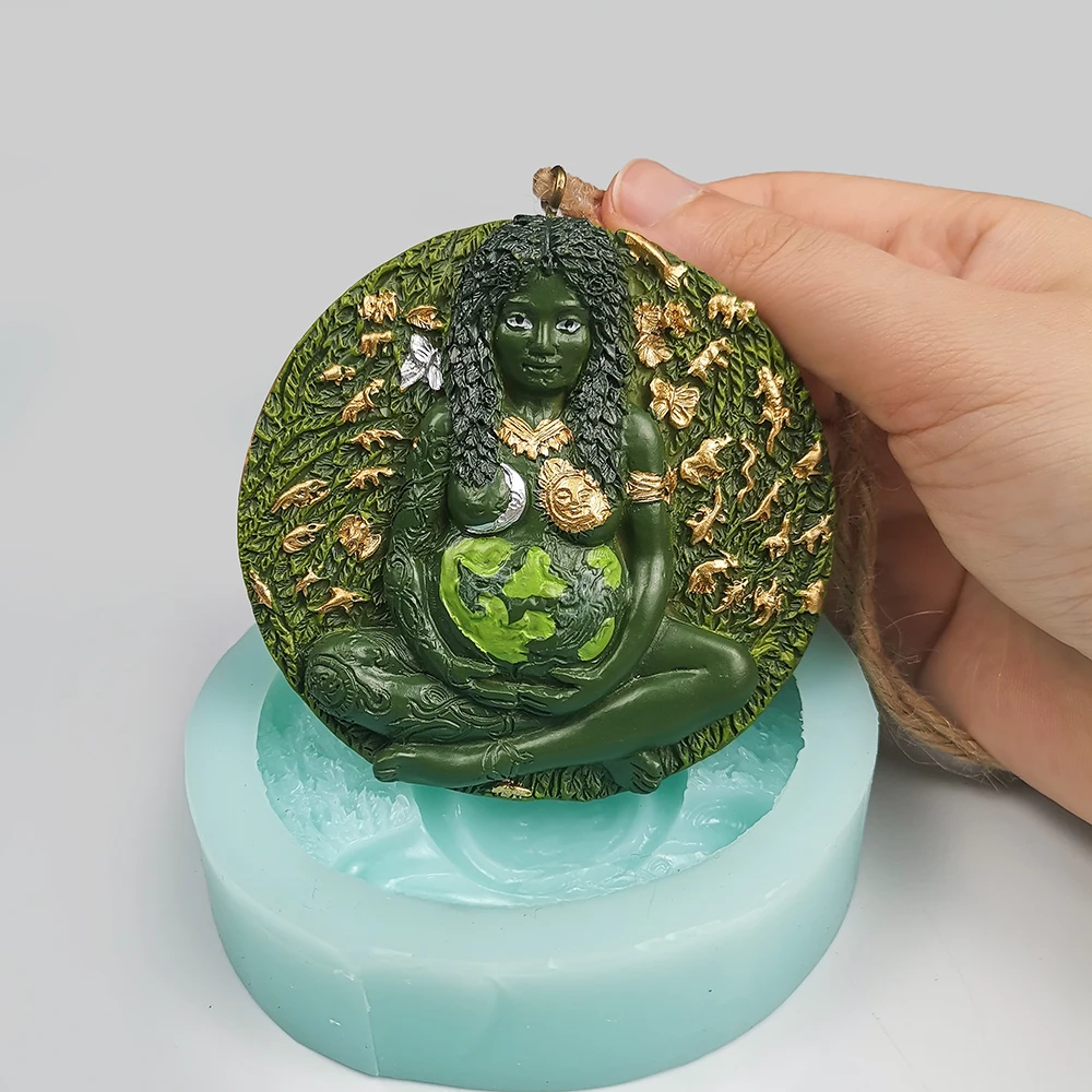 Handmade Earth Mama Goddess Statue Resin Mold Mom Earth Statue Gift Resin Silicone Molds DIY Room Ornaments Ceremony Decoration