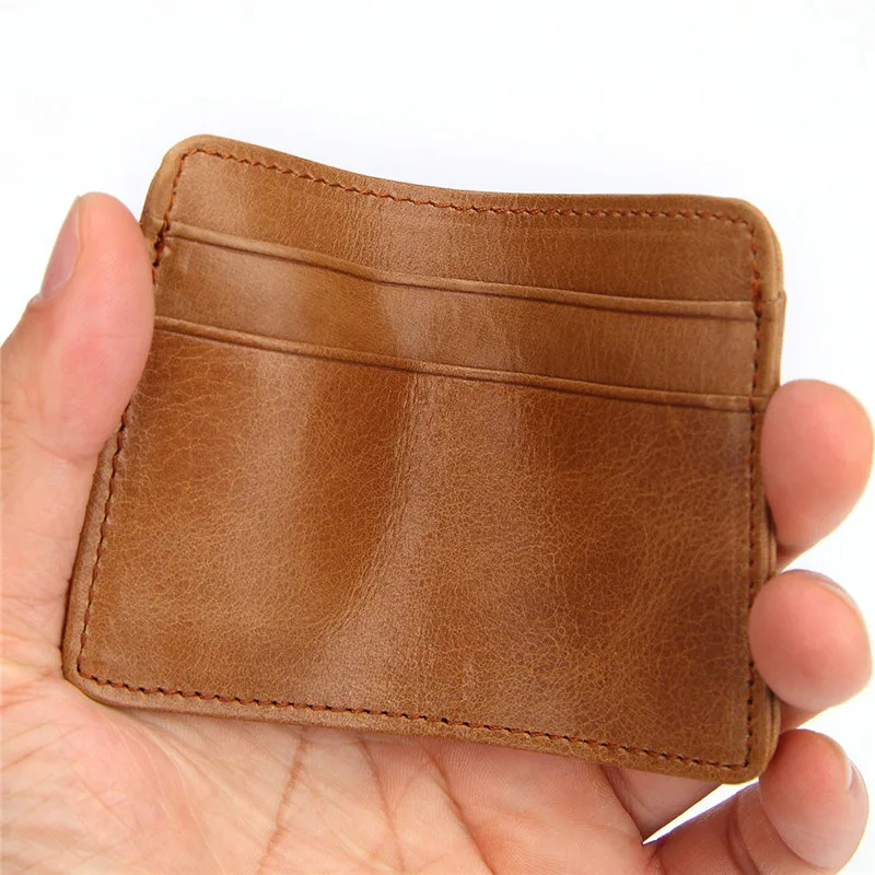 New Man Leather Card Case Oil Wax Leather Multi-card Slot Bank Card Holder Retro Ultra-thin Card Bag Multifunctional Coin Purse