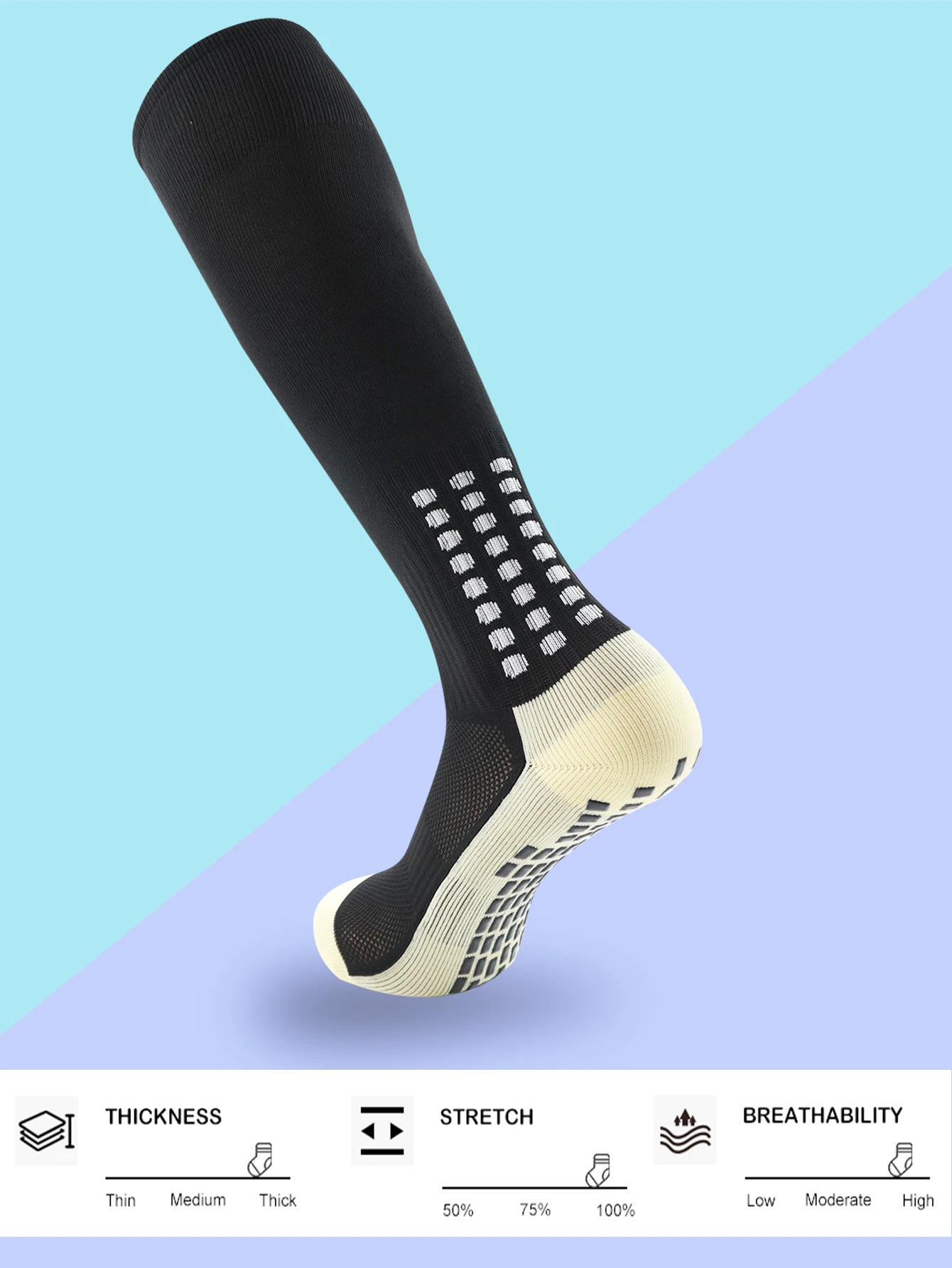 New Long Football Socks Silicone Suction Cup Grip Anti Slip Soccer Socks Sports Men Women Baseball Rugby Socks