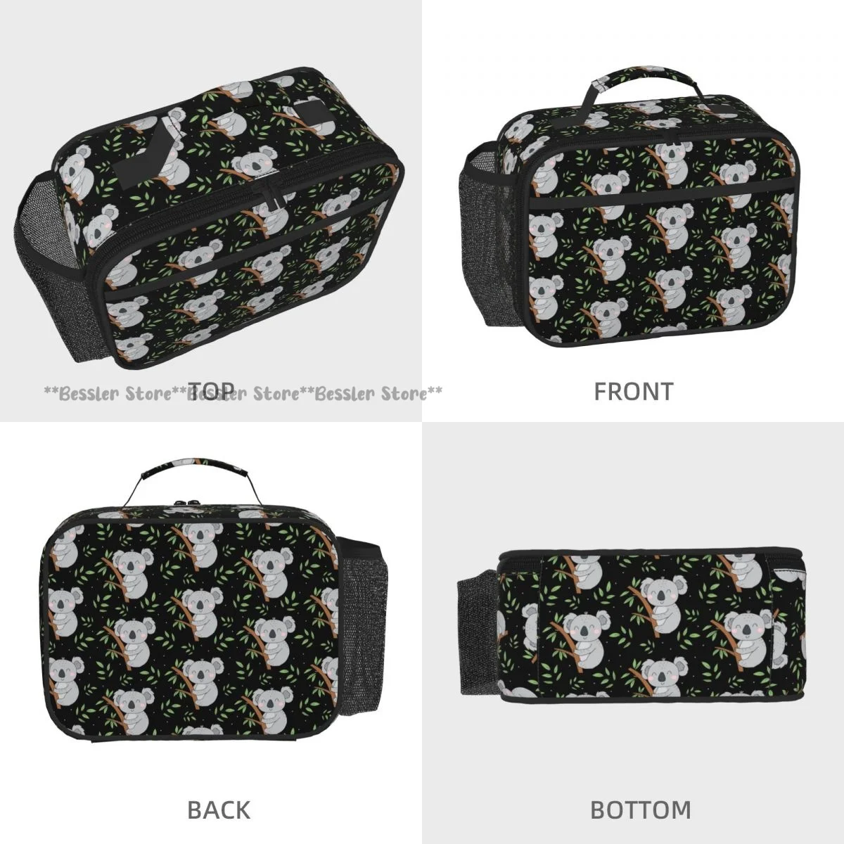 Hand Tote Insulated Lunch Bag Cute Sleeping Koala Bear Thermal Bento Box Handbag for Picnic
