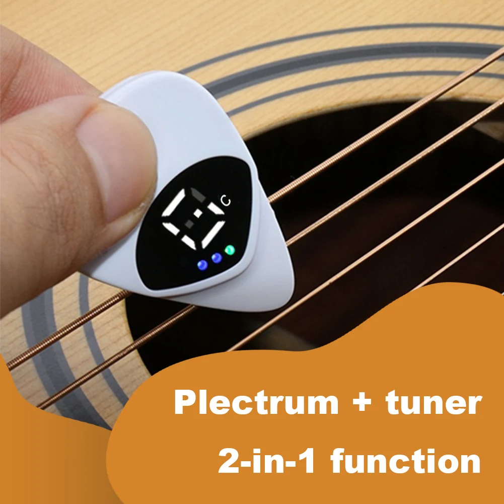 Portable Guitar Picks Tuner Guitar Tuner for Acoustic Guitars 2 in 1 Guitar Pick Digital Electronic Tuner Guitar Accessories