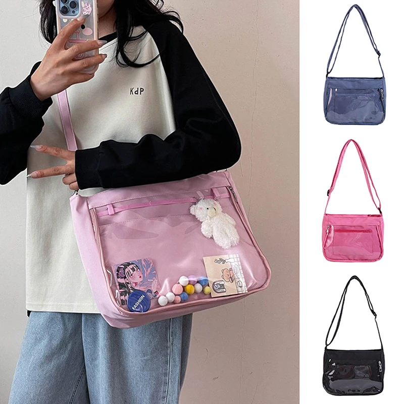 Bolsa de Ombro Transparente Itabag Bolsas Crossbody para Meninas do Ensino Médio, Bolsas PU JK, Japonês