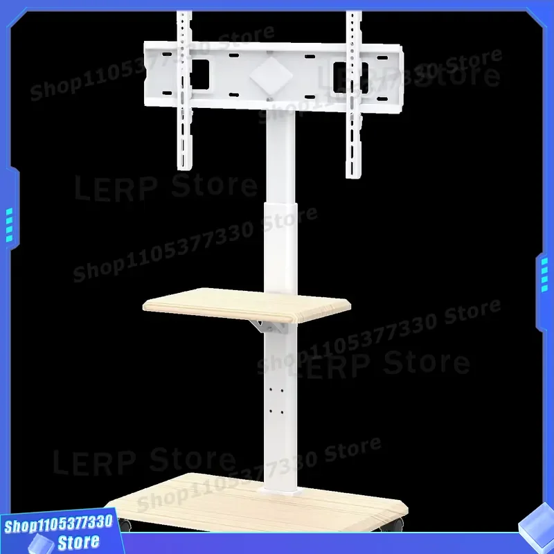 Heavy Duty Steel Mobile TV Cart Floor Stand with Wheels for Conference Teaching Live Streaming Vertical Display Trolley Base