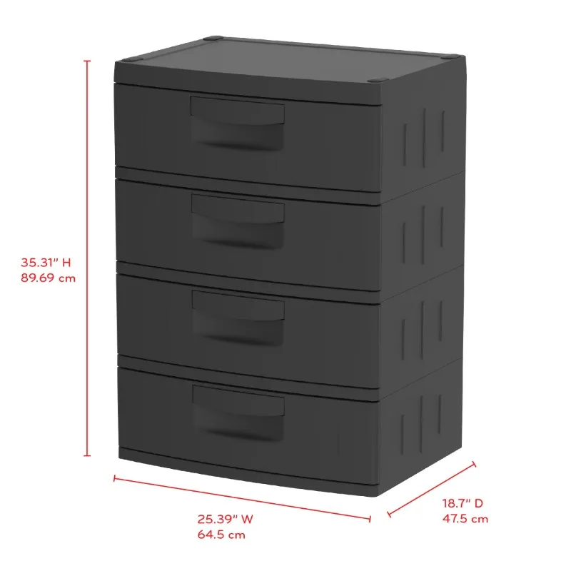 Hyper Tough 4 Drawer Plastic Garage Cabinet 18.7