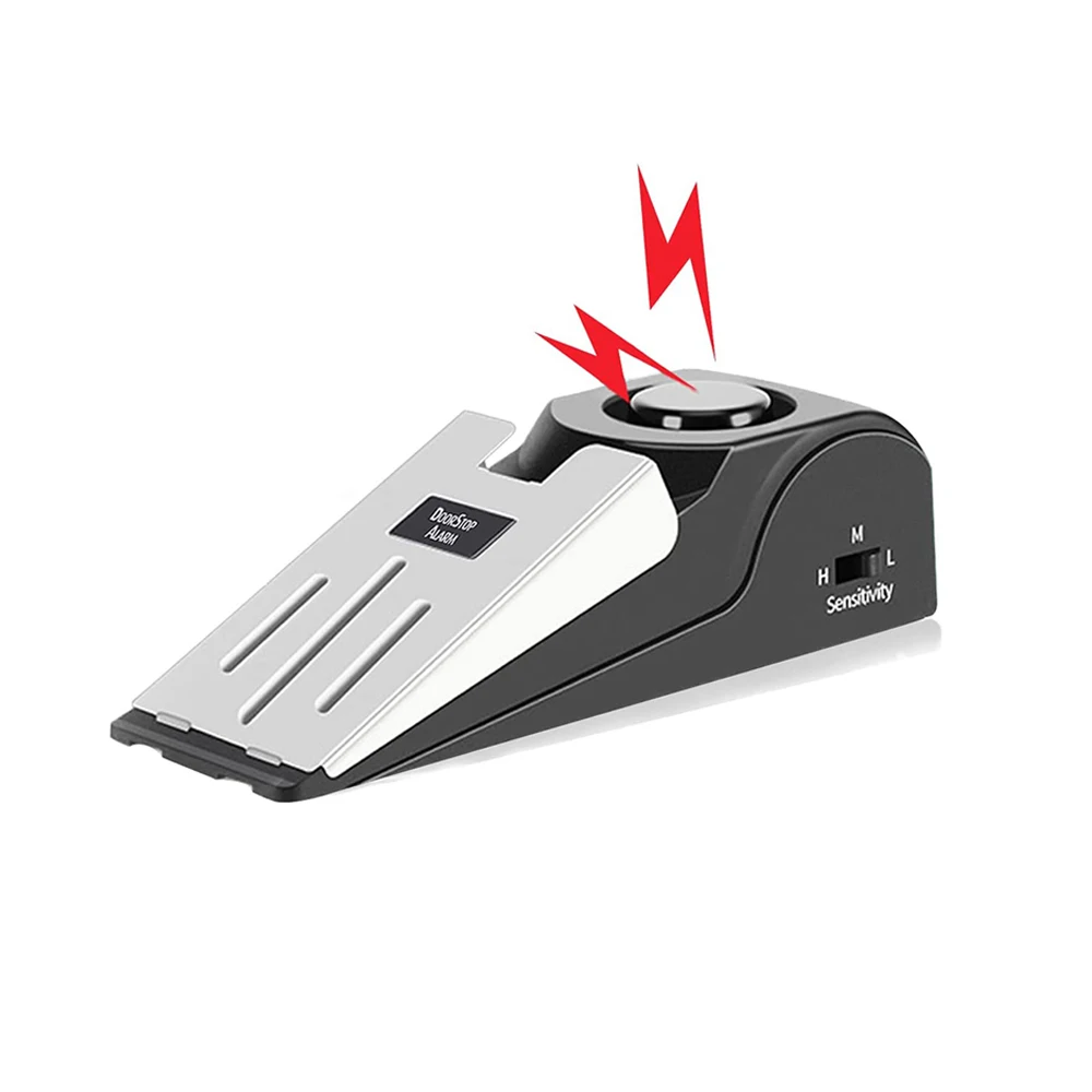 1Pc Door Stopper Alarm Portable 120db Wedge Security Floor Door Stops Adjustable Sensitivity for Home Dormitory Traveling