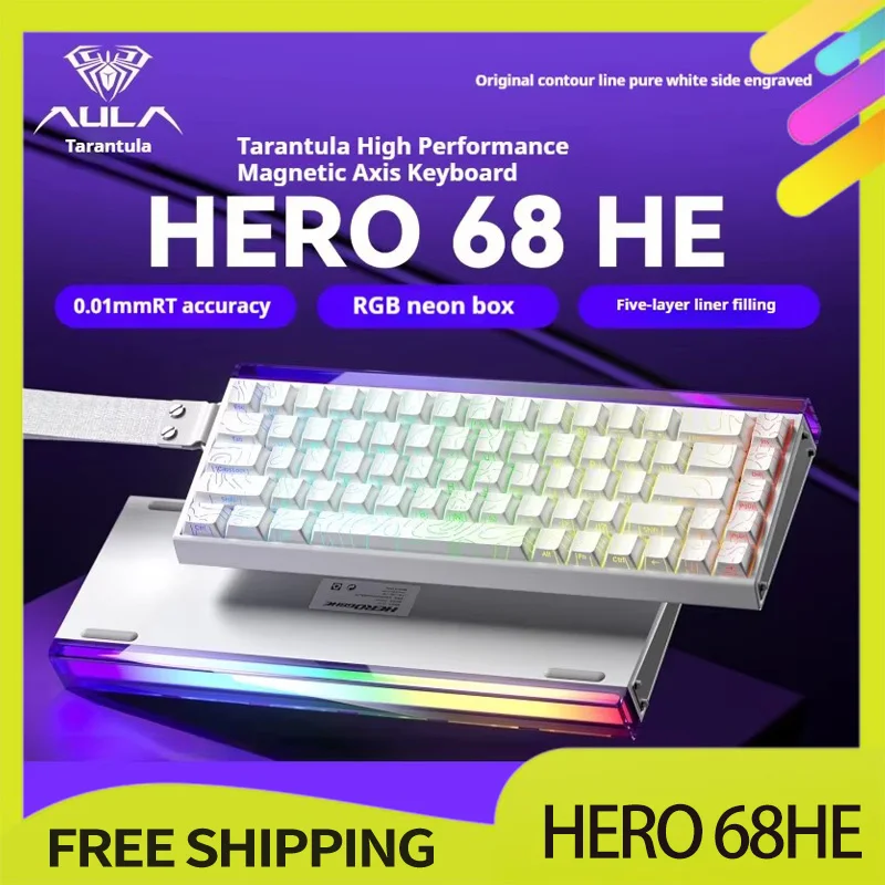 AULA HERO 68HE Magnetic Keyboard HERO 68 HE Wired RGB Hot Swap Esports Gaming Mechanical Keyboard Custom Computer Accessories