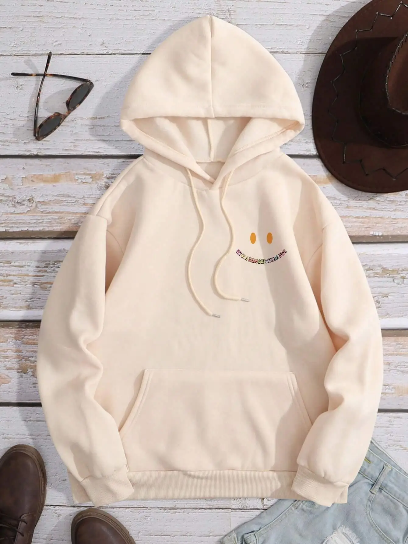 Bit Of A Mess But Doin My Best Letter Print Hoodie Men Fashion Comfortable Hoody Street Soft Sweatshirt Warm Fleece Tracksuit