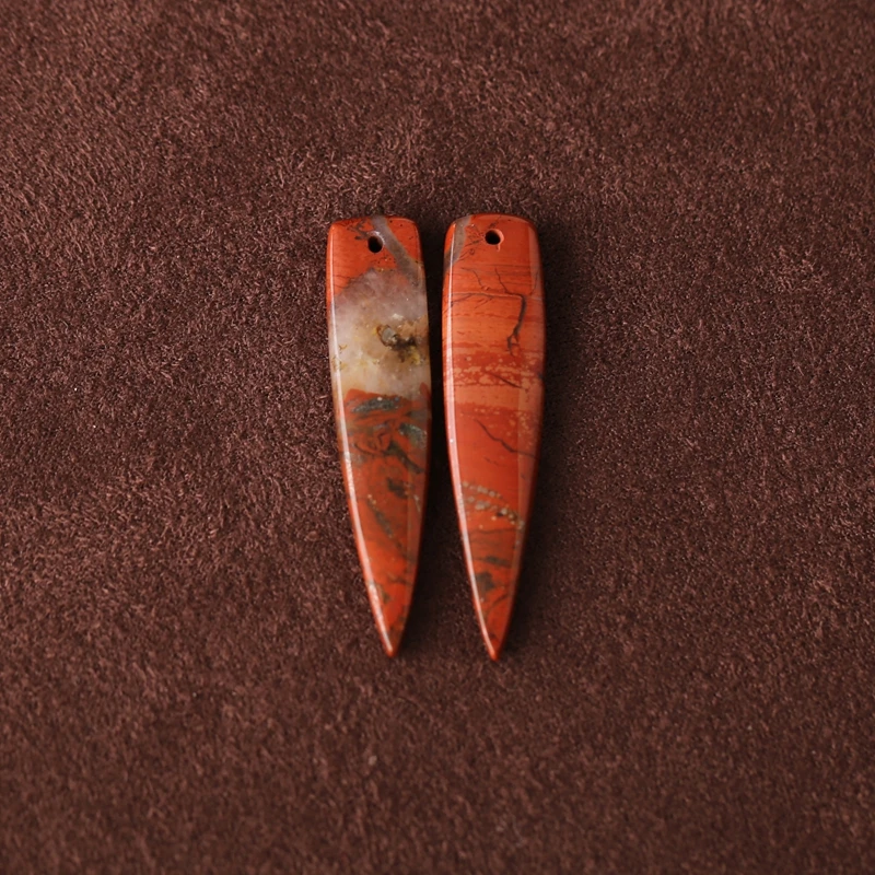 

Серьги из натурального камня Red River Jasper, бусины 38x8x3 мм, 4 г, полудрагоценные женские ювелирные аксессуары