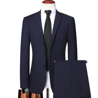 S-8XL (Blazer+ Pants) Men's Fashion Business Casual Outdoor Gentleman Trend Single Breasted Wedding Slim-fit British Style Suit 3