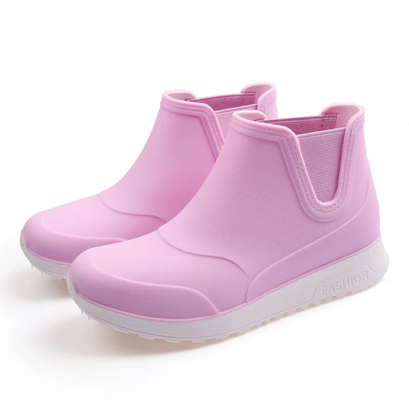 Winter Rain Shoes Women Waterproof Shoes Short Tube Plush Non-slip Rain Boots Adult Outdoor Waterproof Car Wash Shoes for Woman