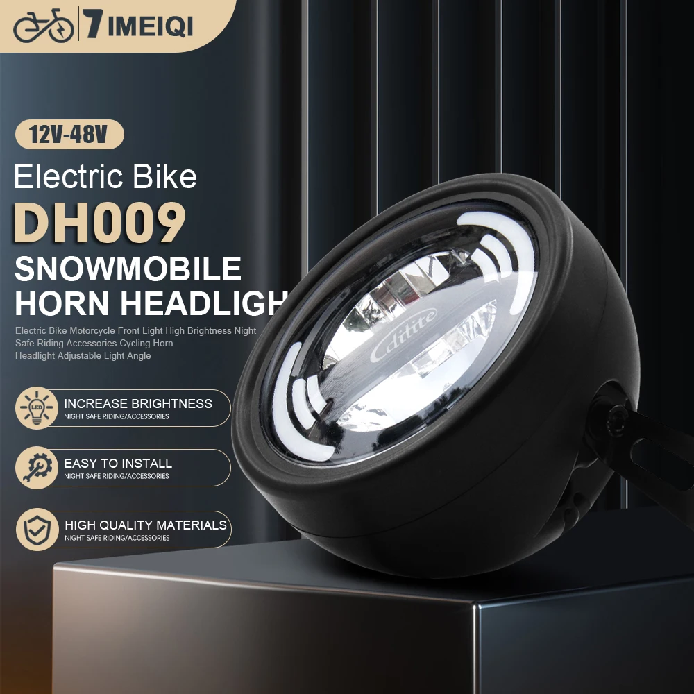 

12V-48V E-Bike Horn Light DH009 Electric Scooter LED Headlight SM/Waterproof LED MTB Road Bike Headlamp Cycling Accessories