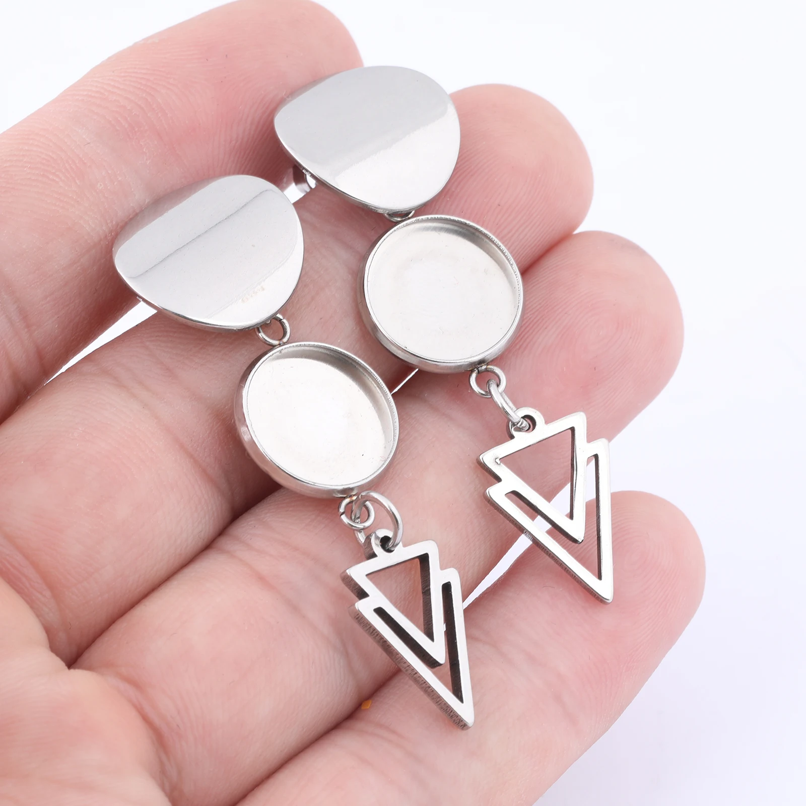 10 sztuk Fit 12mm Cabochon kolczyk ustawienia podstawy ze stali nierdzewnej Post kolczyk Charm ustalenia dla materiałów do wyrobu biżuterii