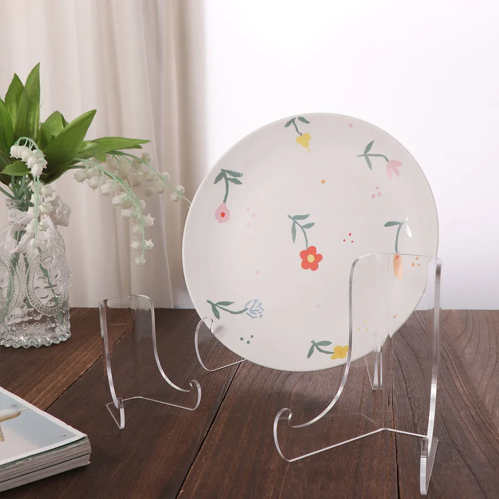 Tablet Holder Acrylic Flat Plate Stand Clear 60-Degree Angle Display Easel Stand Back Durable Book Stand Displaying