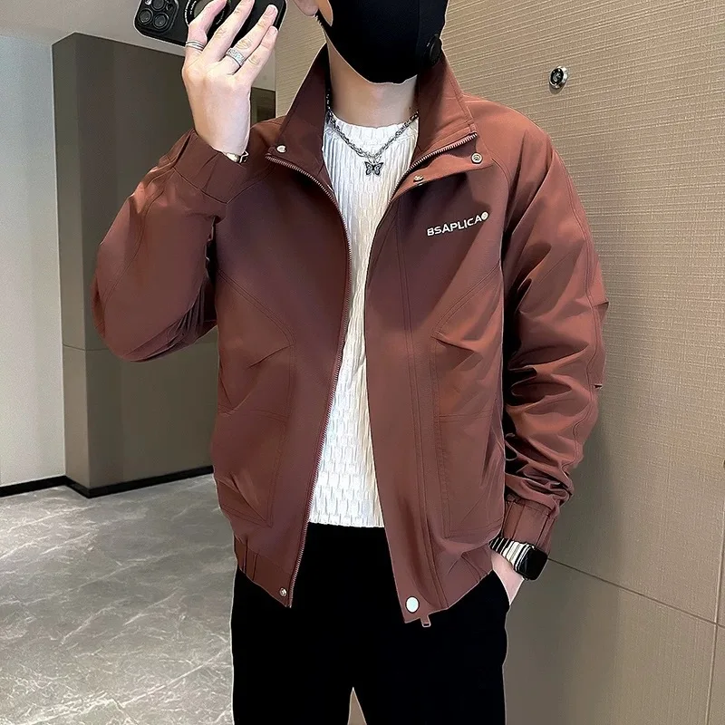 

Мужская куртка с воротником-стойкой Jaet Haome, весенне-осенняя облегающая повседневная ткань из смеси волокна Sve, китайское производство