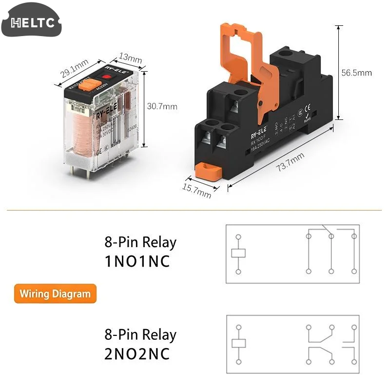 Ultra-thin High Power Electromagnetic  Power Relay 12A 24VDC/220VAC Coil, DIN Rail Mount Industrial Relay for PLC Control System