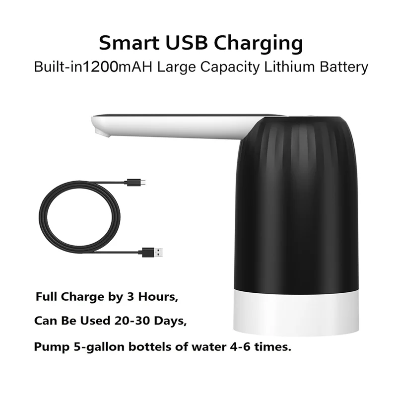 

5 Gallon Jug Portable Water Dispenser, Water Bottle Pump 5 Gallon Water Dispenser, USB Charging Drinking Water Dispenser Durable