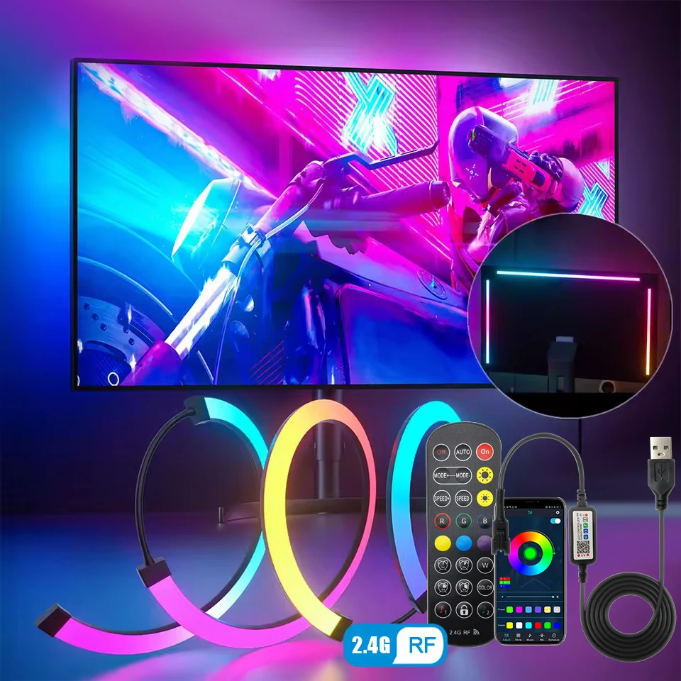 

RGBIC Gaming Lights Strip Monitor Backlight LED Display Music Sync PC Screen Atmosphere Light APP Control Decor Game Room Party