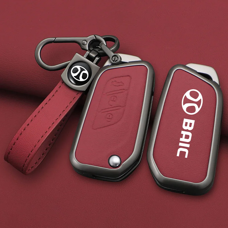 Zinc Alloy Car Key Case Cover Fob For Baic Senova X25 X35 X55 X65 D50 for Changhe Q25 Q35 A6 Auto Accessories Holder Protective