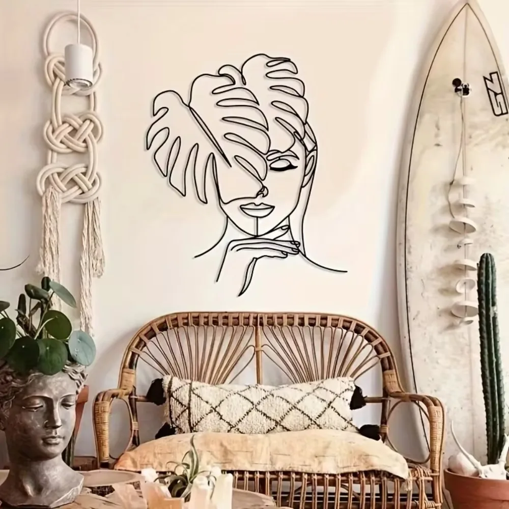 Minimalist Metal Leaf Wall Art, Captivating Outdoor Hanging Decor