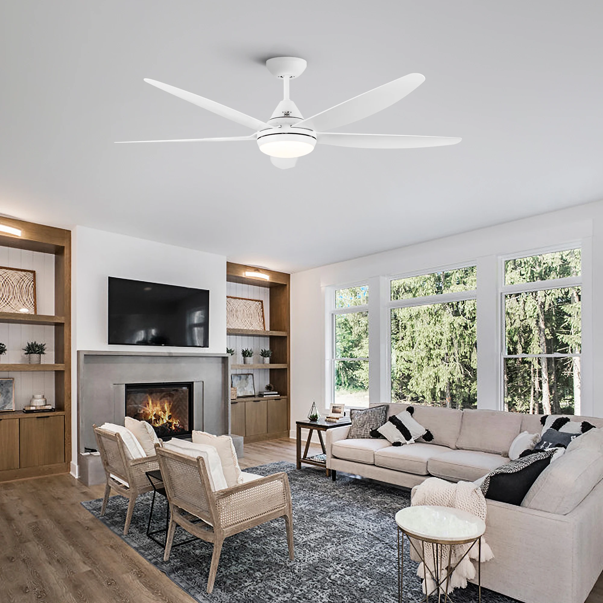 

56 In Intergrated LED Ceiling Fan Lighting with White ABS Blade