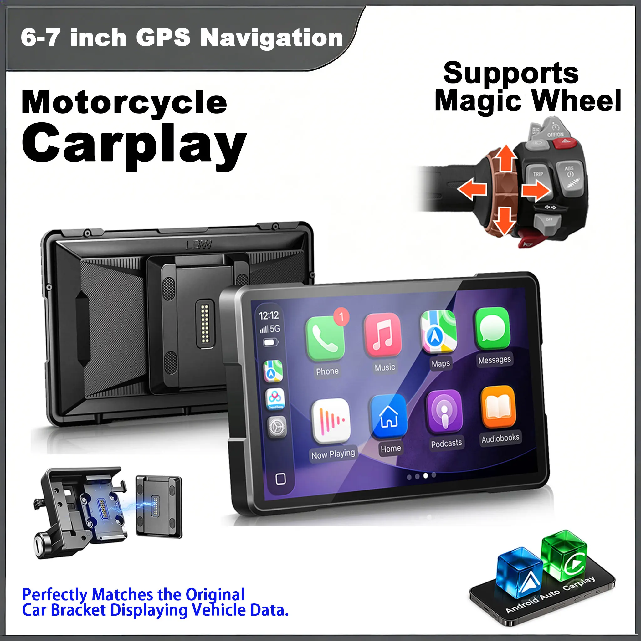 6-7 inch Motorcycles CarPlay Android Smart Display Portable GPS Navigation Dashboard For BMW R1200GS R1250GS S1000XR