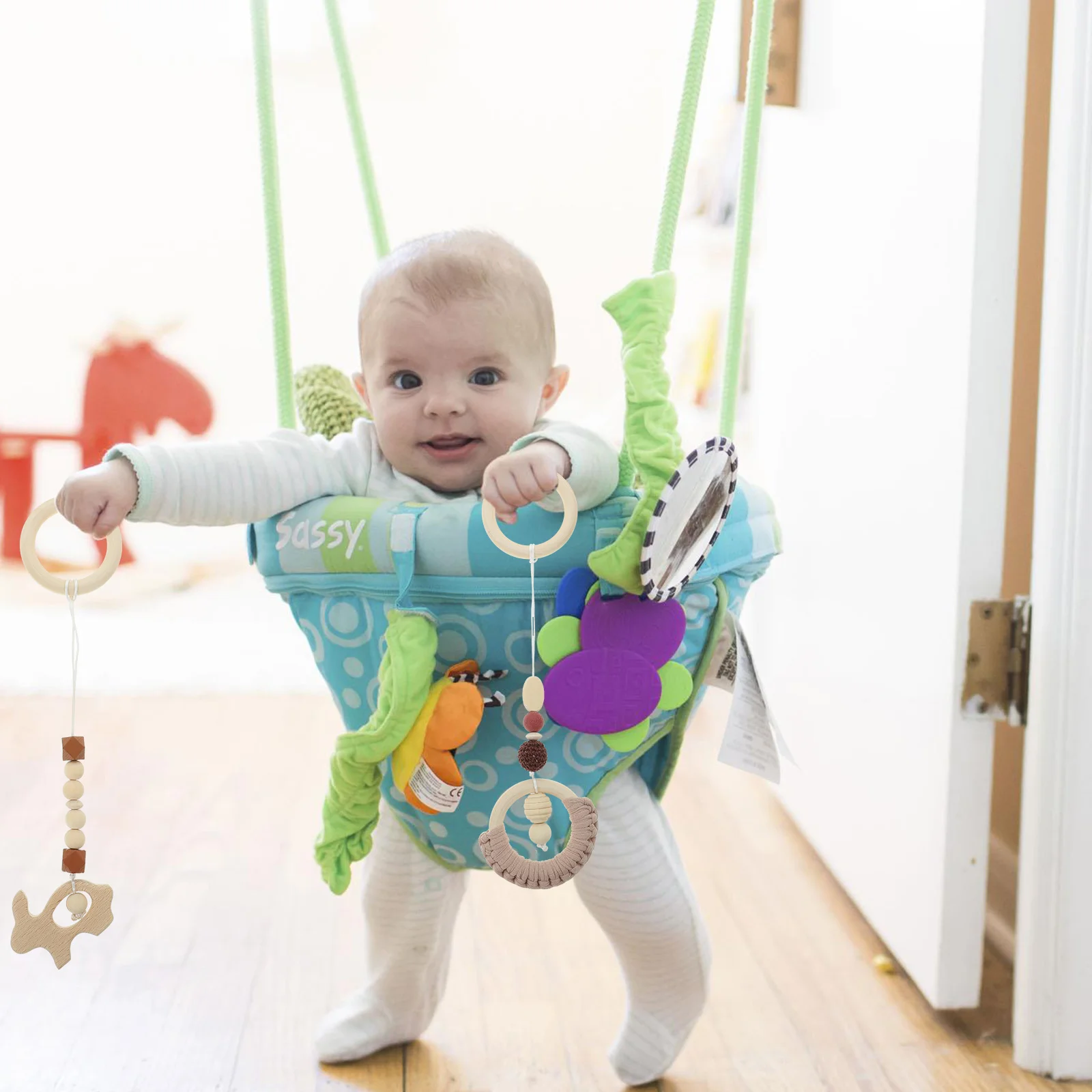 Jouets sensoriels pour bébé, 4 pièces, jouets suspendus en bois, jouets de gymnastique pour enfants, décors de pépinière, jouets de gymnastique pour bébé, jouets de chambre d'enfant