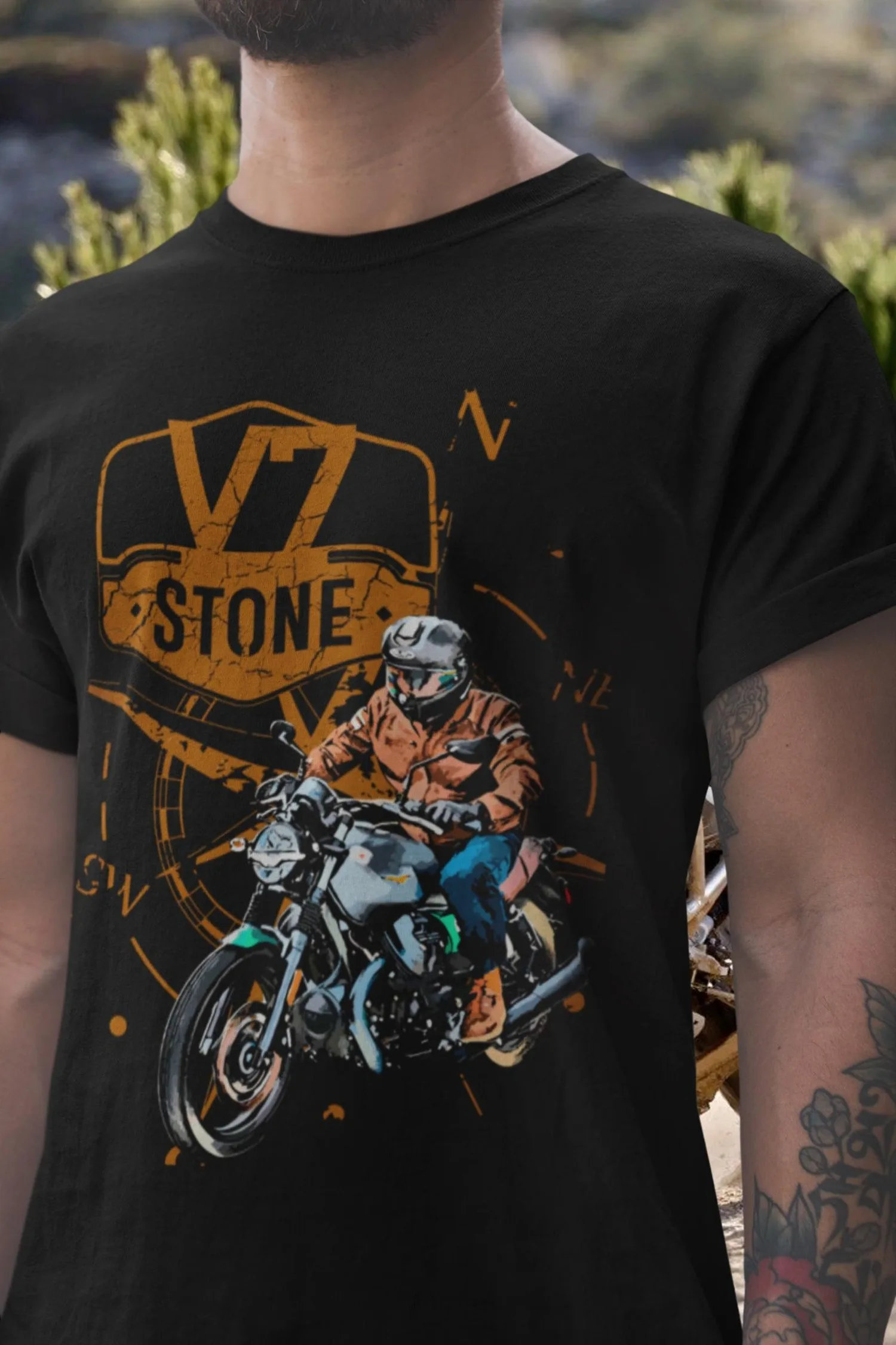 

218@EY Inspired Moto G.uzzi V7 Stone Motorcycle T Shirt for Cafe Racer and Retro Bike Vintage Vibe Tee for V7 Enthusiasts and Ri