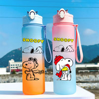 Straw Water Cup Snoopy 750Ml Plastic Sports Cute Adults Children's Water Bottle Outdoor Large Capacity Camping Drinking Tools