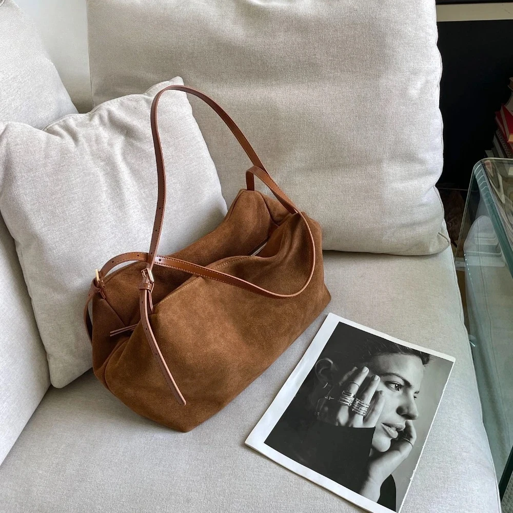 

Top Level Nobility Deep Red Nubuck Leather Large Travel Tote 2 Sizes 100% Real Suede Leather Women Handbag Coat Shoulder Bag