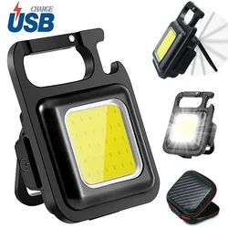 Portable Mini COB Keychain Light USB Rechargeable Outdoor Camping Hiking LED Flashlight Lamp Magnetic Mount Work Lamp