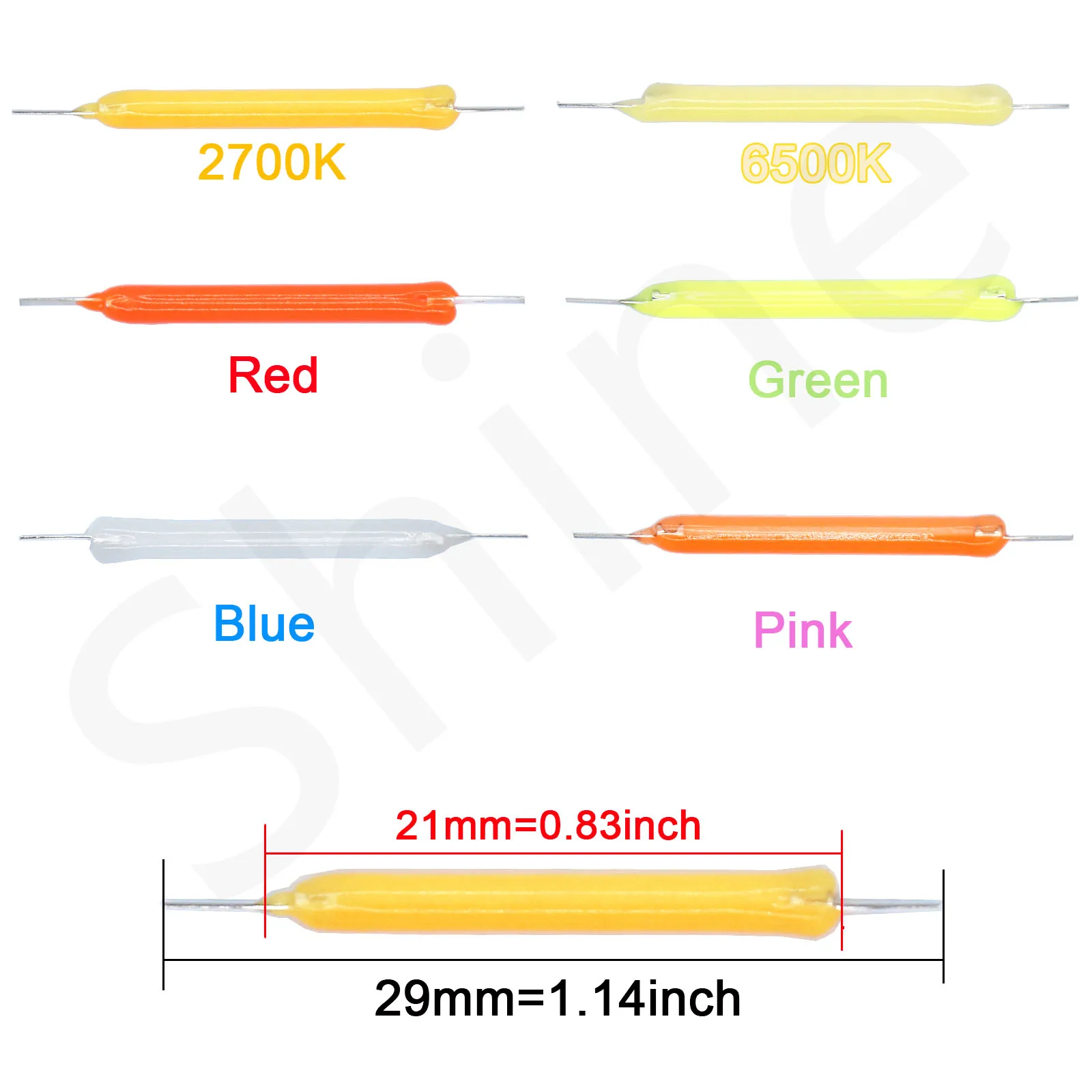 20pcs DC3V LED COB 29mm Filament Warmwhite Blue Red Green Pink Edison Bulb Parts Diodes Lamp Incandescent Light Accessories