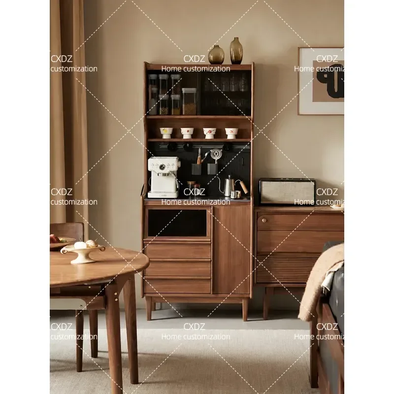 North American Black Walnut Solid Wood Narrow Side Cabinet 1m Living Room Storage Wall Mounted Small Size Slim Console Table
