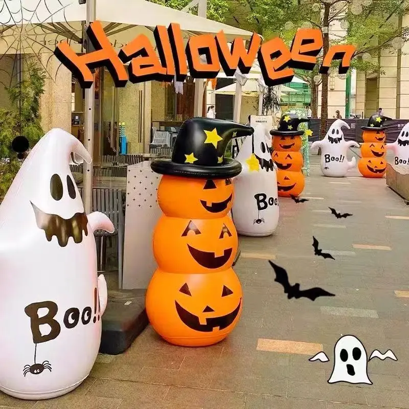 Halloween Inflatable Standing Pumpkin Tumbler Wind‑proof Inflatable Pumpkin Ghost Horror Festival Ornament Party Decoration