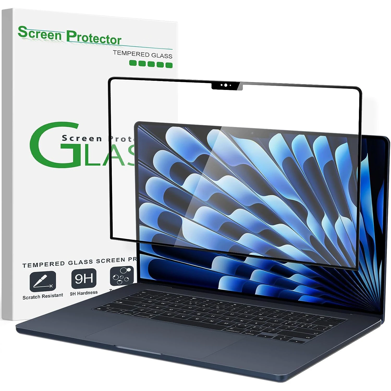 

9H Tempered Glass Film Full Coverage Protection Shield Screen Protector for the Latest MacBook Air 15.3 inch (2024, M3 Chip)