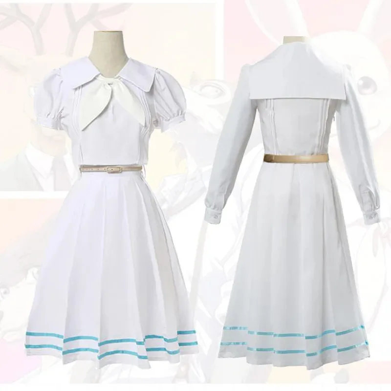 Anime Beastars Haru Legoshi Cosplay White Dress Rabbit Bunny Wolf Set Costume Rabbit Ears Wigs Halloween Party Suit Men Women