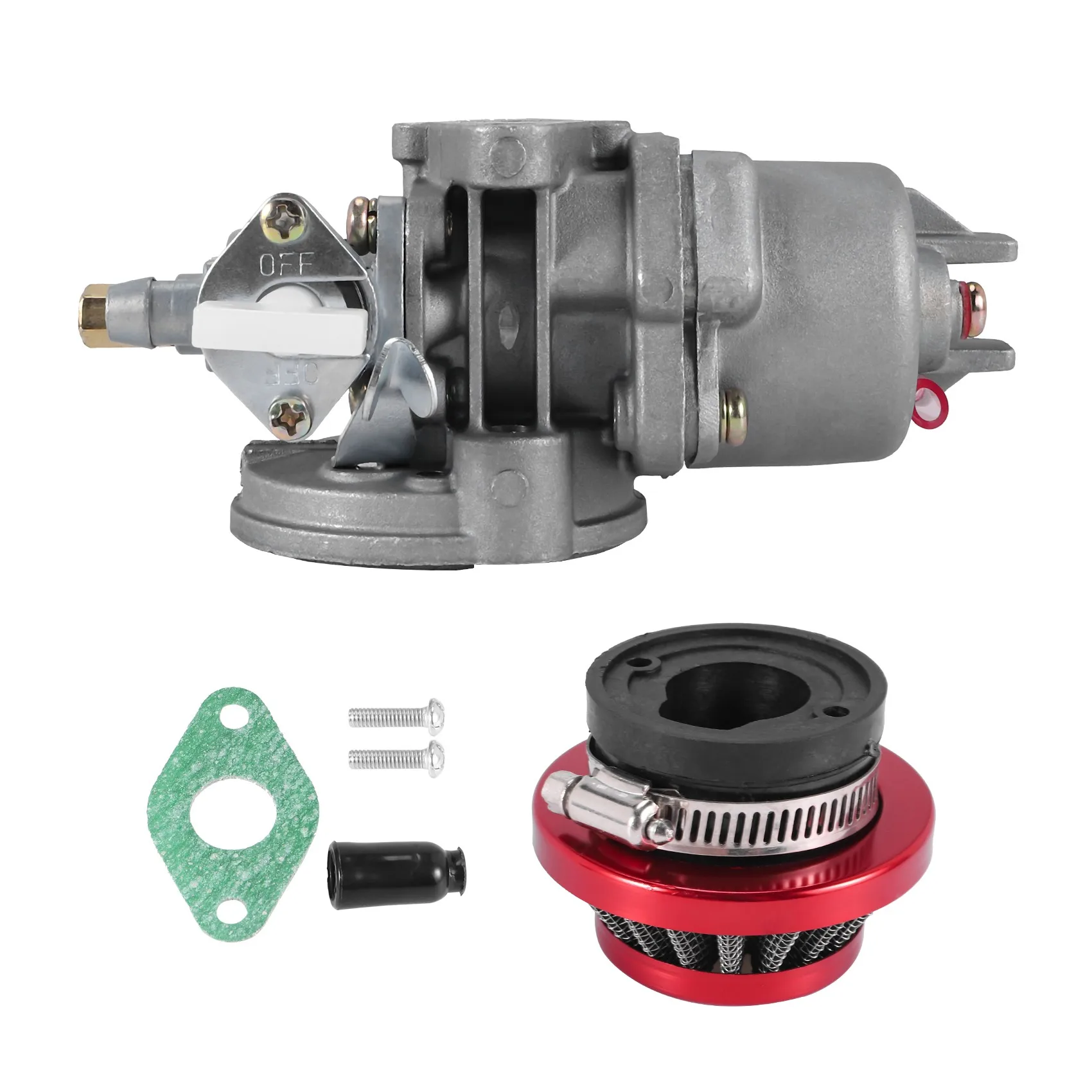 Carburetor + Red Filter + Stack For 2 Stroke 47Cc 49Cc Engine Parts