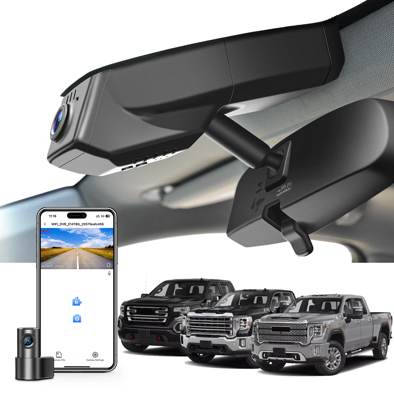 Mangoal 4K Dash Cam For GMC Sierra 4th 5th Gen (Model A/B/C/D/E) 2014-2026 Car Camera Recorder WiFi APP GPS 64GB 128GB SD Card