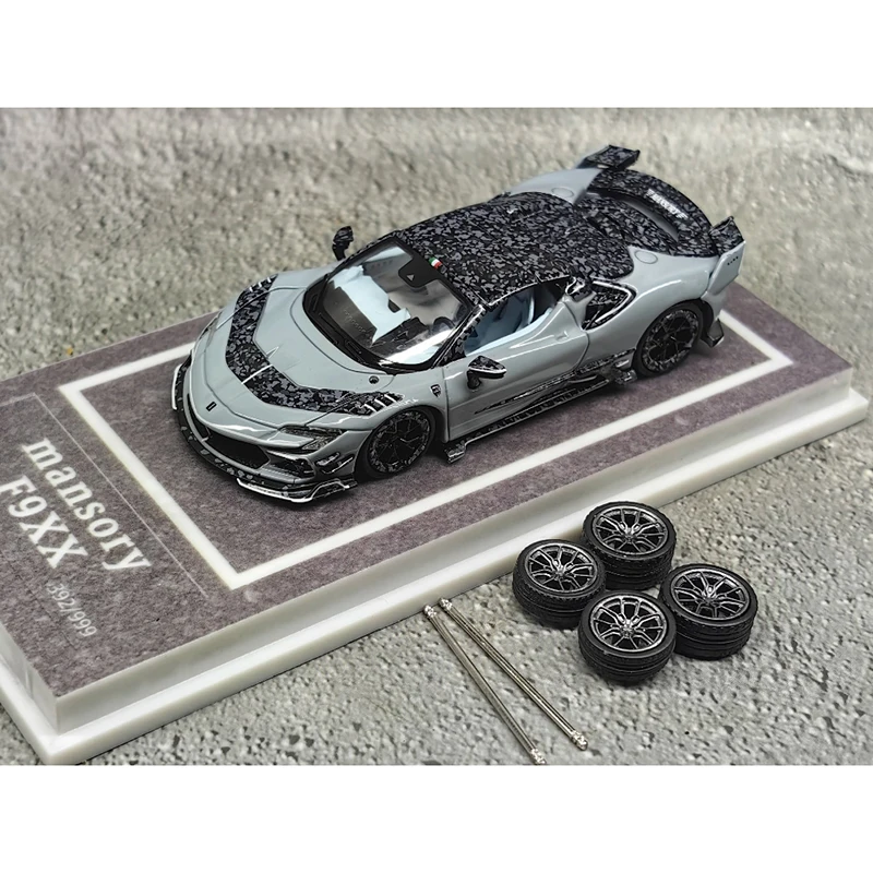 MJ 1:64 Scale Mansory F9XX Convertible Hardtop Supercar with Tyre Diecast Alloy Car Model Collection Souvenir Display Gift Toy