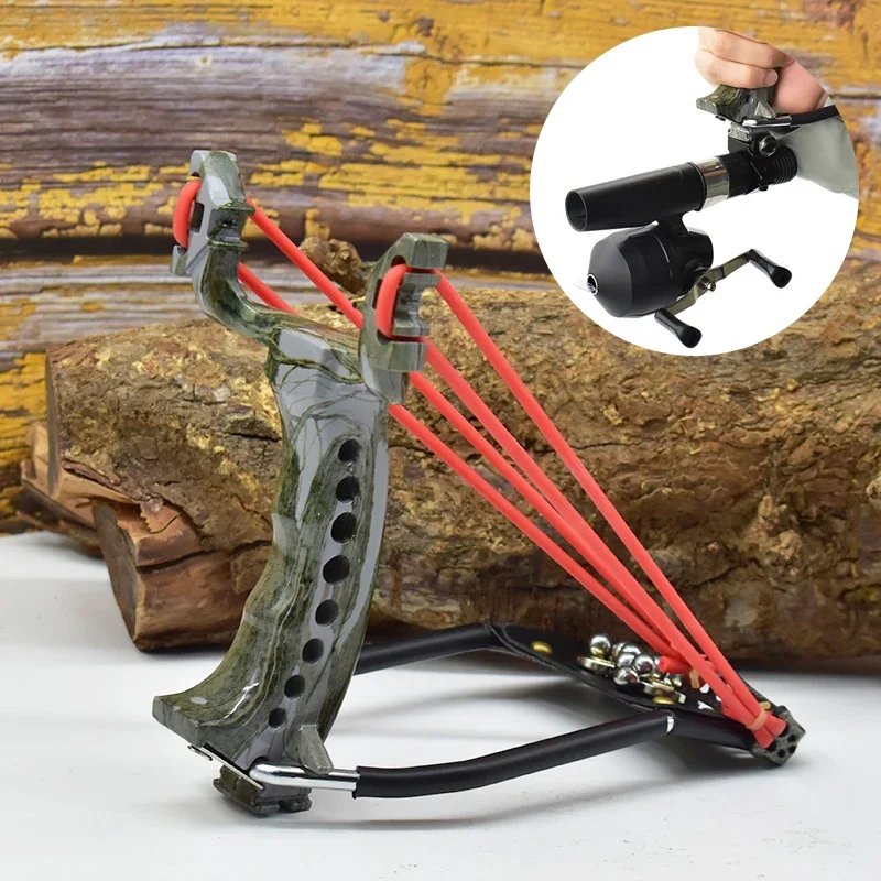 

Alloy Camouflage Slingshot Foldable Wrist Rest Metal Slingshot Multi-functional Hunting Fish Shooting Portable Sling