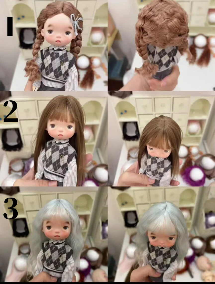 2026 Hot-Selling Newest Series Doll Natural Mohair Wigs for Landazz Landoudou Doll 16cm-16.5mm Head Circumference M0010