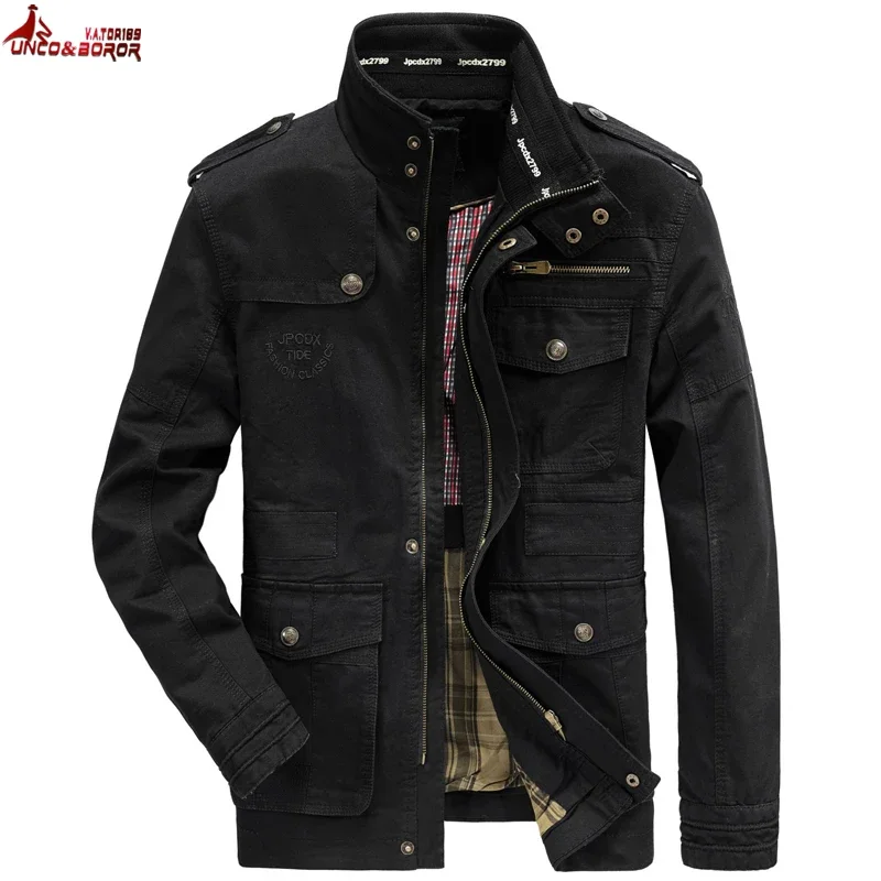 Autumn winter Jacket Men Pure Cotton Business Casual Cargo Jackets Army Military Motorcycle Bomber Coats Male Jaqueta Masculina