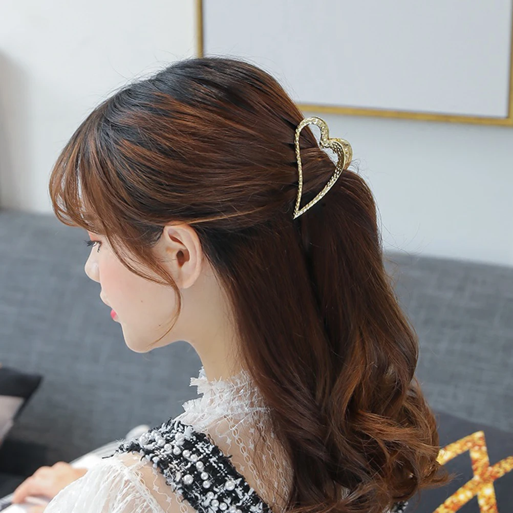 

Элегантные металлические заколки для волос в форме сердца, зажимы для челюстей, стильный подарок для женщин и девочек, золото
