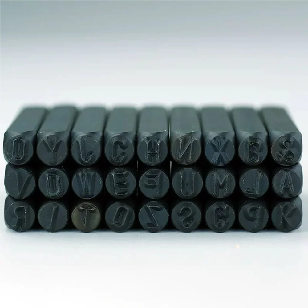 36-teiliges A-Z 0-9 Buchstaben- und Zahlen-Stempelset aus gehärtetem Stahl, Präzisionsstempelwerkzeug 2-5 mm für DIY-Bastelarbeiten, Markieren von Metall und Leder – Detail 4