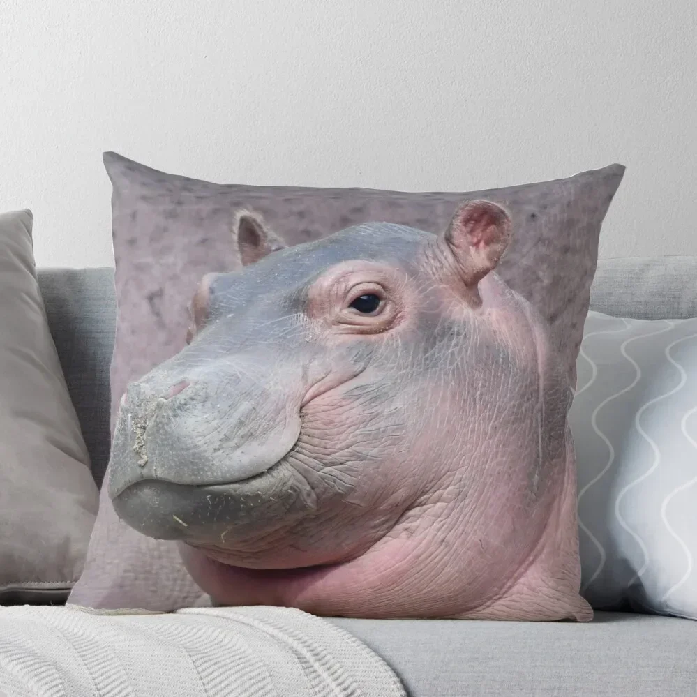 Baby Hippo Fritz at the Cincinnati Zoo and Botanical Garden Throw Pillow Pillows Aesthetic Ornamental Pillow Pillow