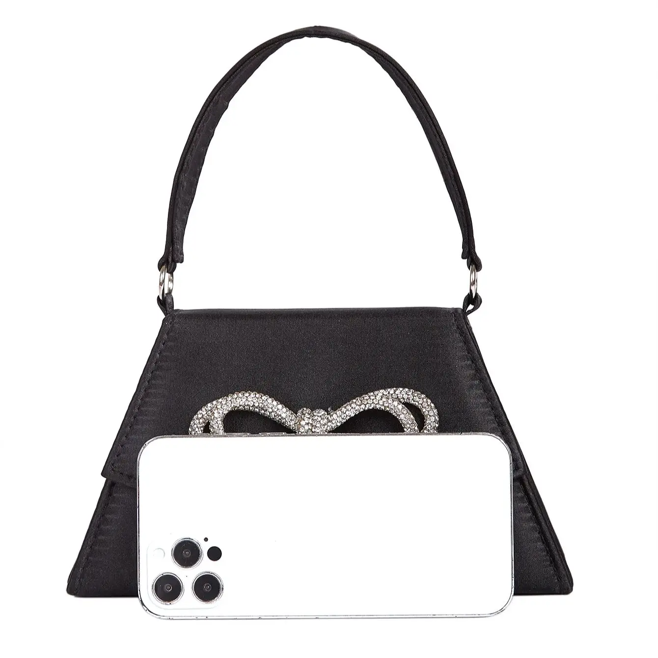 Borsa da sera elegante borsa da sposa in argento con borsa moda con fiocco in strass borsa nera per donna