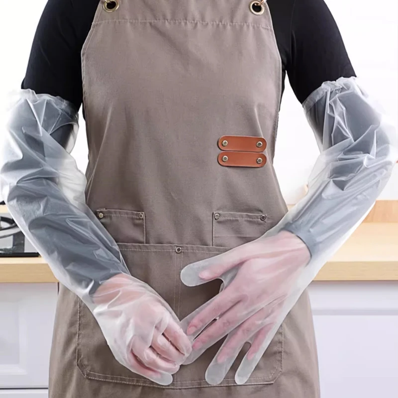 Disposable Extended Thickened Gloves Kitchen Dishwashing And Vegetables Cleaning Waterproof And Oil-resistant Food Grade Gloves