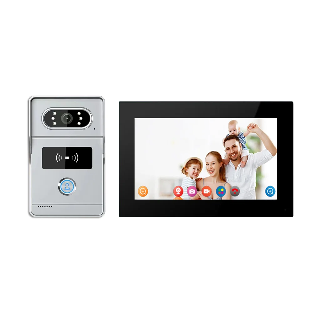 Tuya 4-Wire Villa Video Intercom 7 Inch IPS Touch Screen, 2MP 120° Night Vision Doorbell with IC & APP Unlock