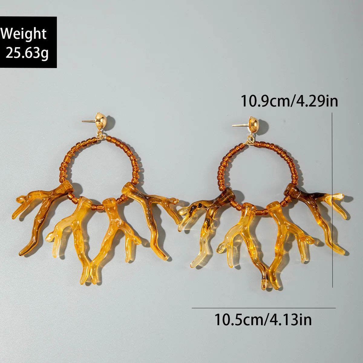 Modische rote Korallen-Ohrringe für Damen, elegante Imitationsperlen, Seestern-Ohrringe, Bohemia, Sommer, Strand, Schmuckzubehör – Detail 8