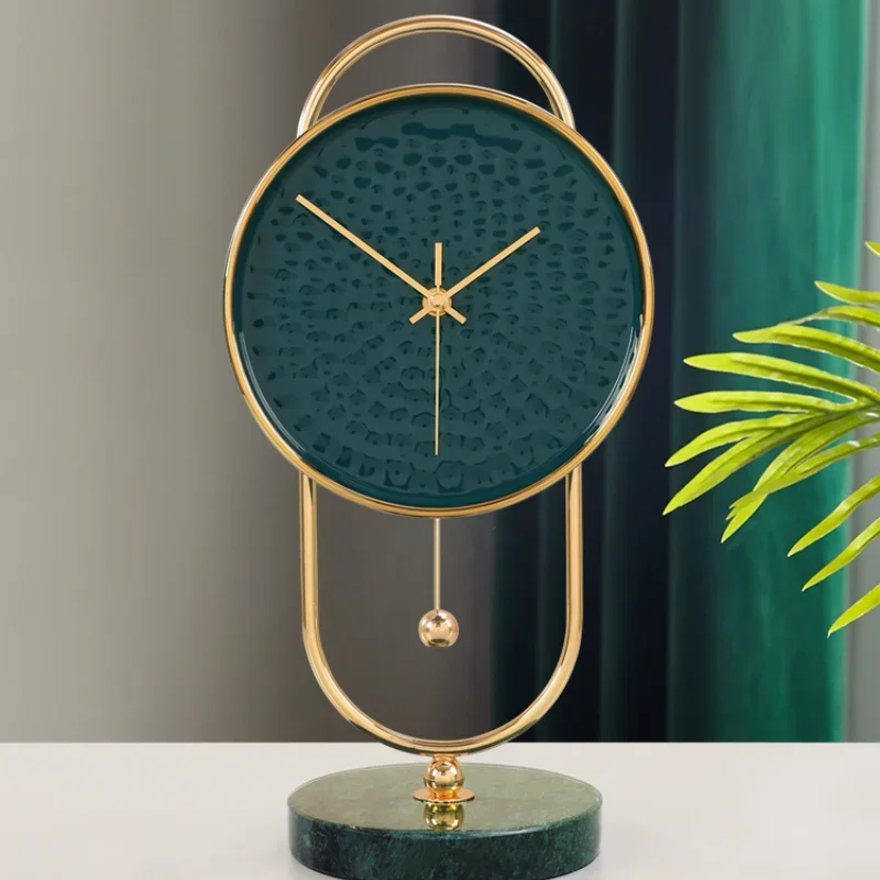 Reloj de Mesa Moderno de Lujo, Digital, Metálico, Nórdico, Silencioso, de Cerámica, con Péndulo, para Oficina, Decoración del Hogar